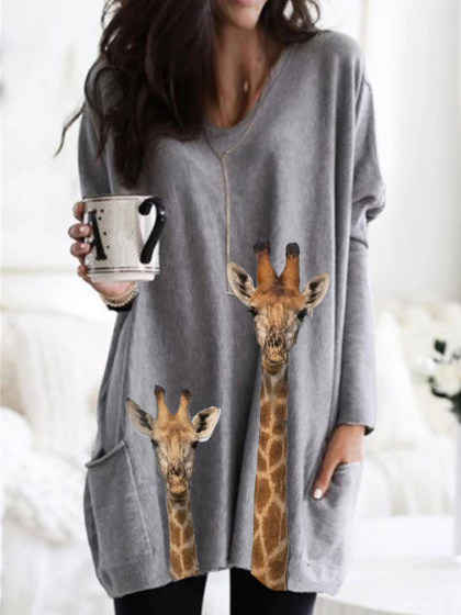 Animal Print Long Sleeve T-shirt