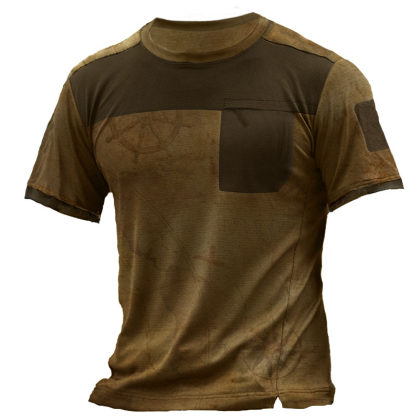 Men's Contrast Panel Nautical Map Graphic Print T-Shirt