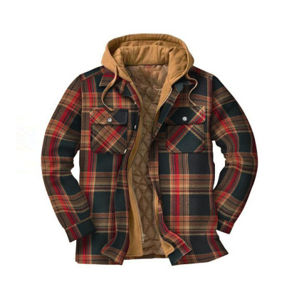Jaqueta Casual Masculina De Xadrez De Inverno Grosso